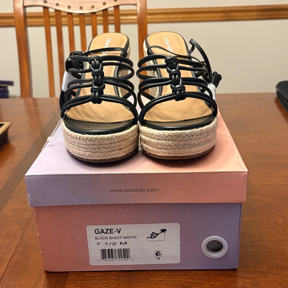 Lisa Vicky Black Espadrille Sandals